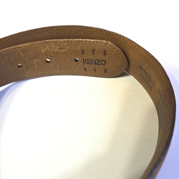 Kenzo Belt Beautiful French Made Vachette Leather Metal Buckle Size 30 - Picture 2 of 10